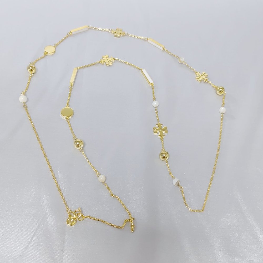 Tory Burch Necklace Kira Pearl Delicate Scatter Long Necklace Women Jewelry